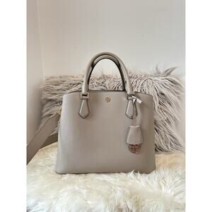 TORY BURCH ROBINSON TRIPLE COMPARTMENT TOTE SHOULDER BAG - Grey